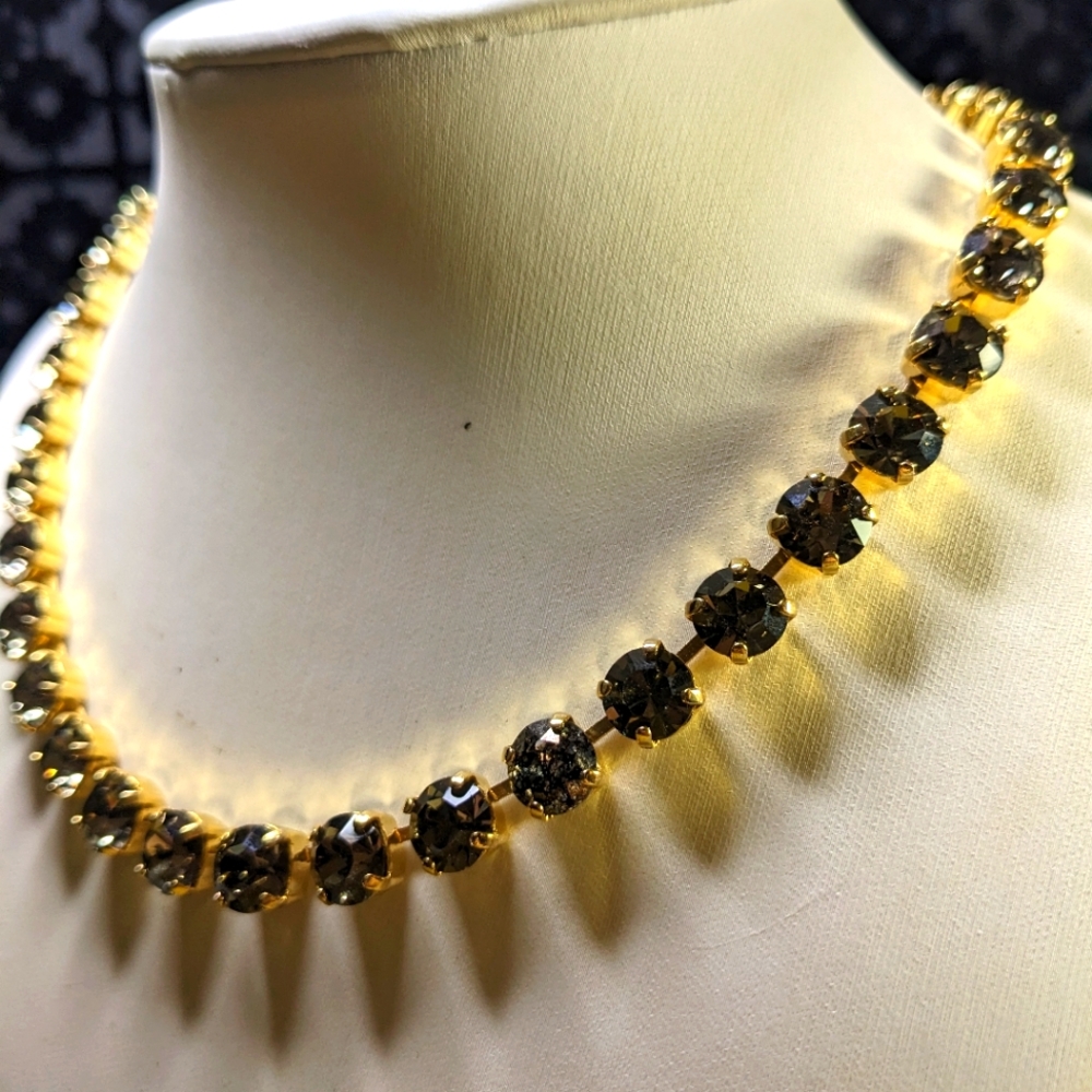 Black Diamond Crystal Necklace in 14k Gold Plated or Sterling Silver Plated-new - Picture 3 of 8